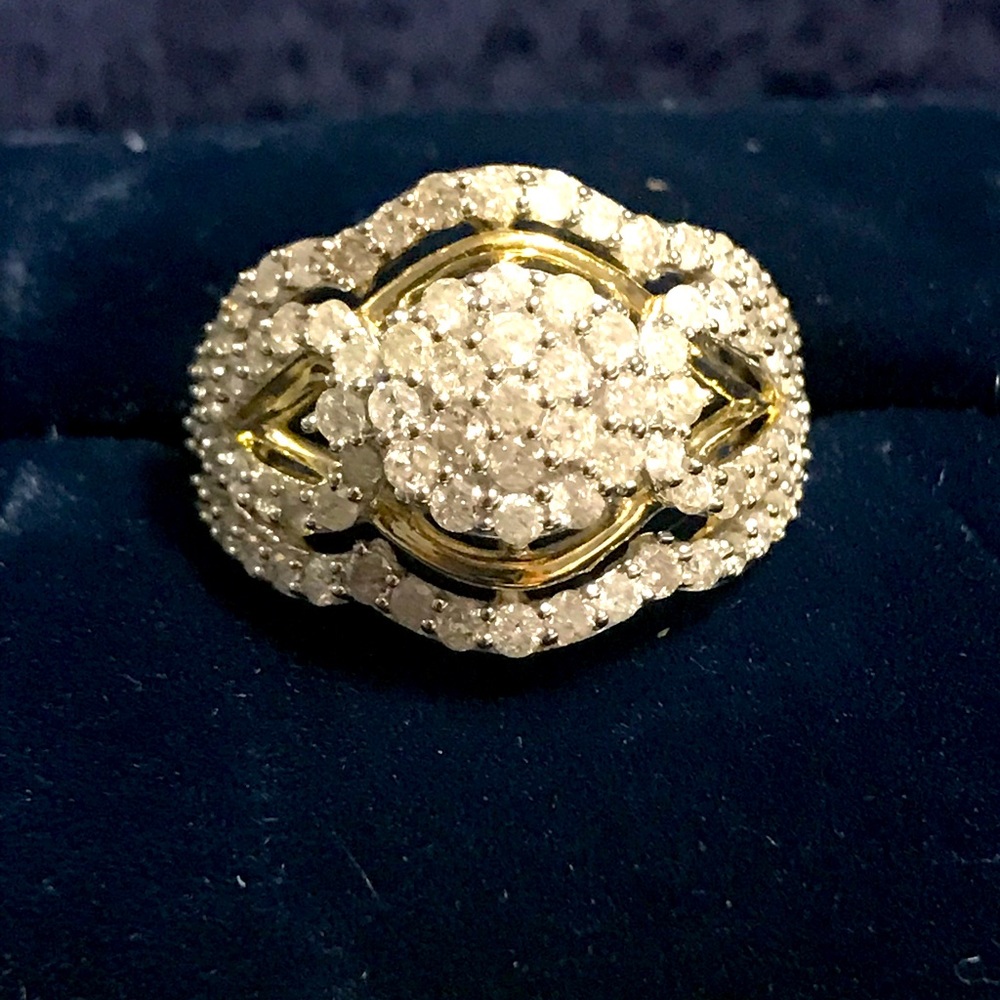White Diamond 10k Yellow Gold Ring 1.50 CTW